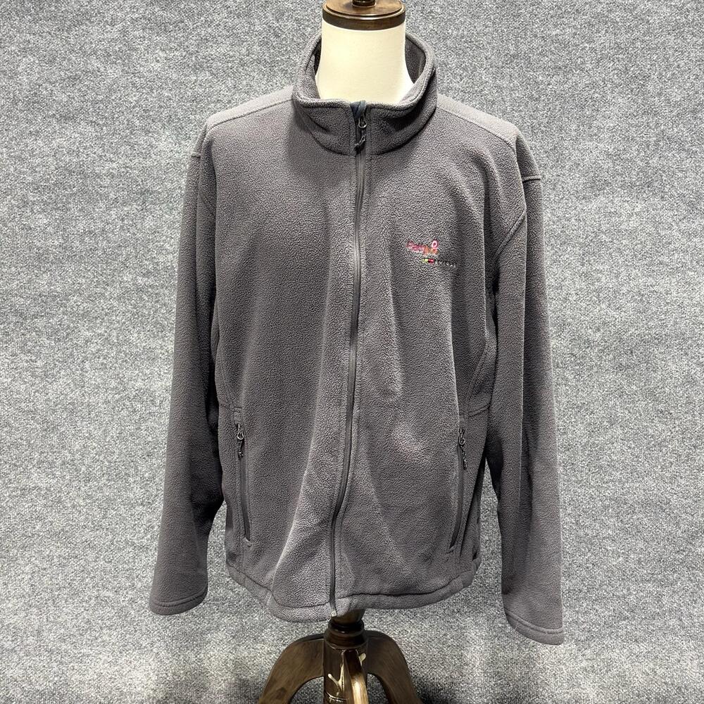 Port Authority Jacket Mens 2XL Gray Fleece Full Zip Stand Collar Pathline